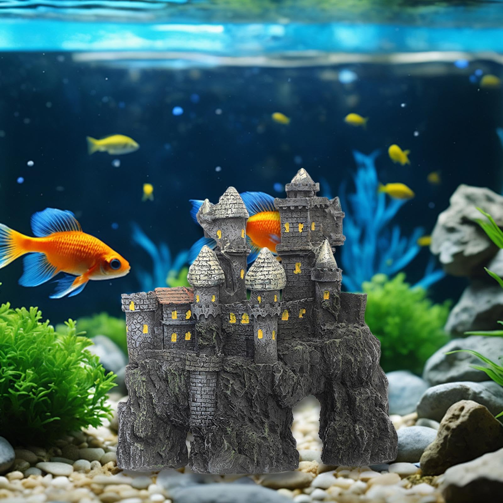 HQHYGM dell'acquario, Decorazione Serbatoio in Resina Nascondi Ornamento del Castello Accessori per Acquario nascondiglio