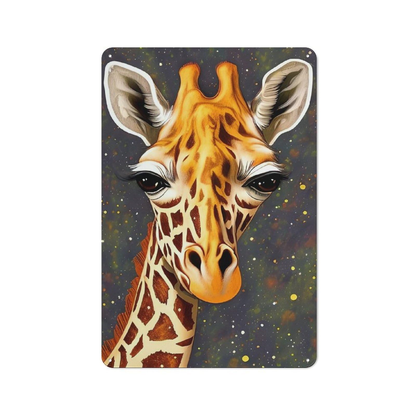 Junmoney Style-5 Giraffe Animal Portrait Retro Tin Sign 30X20cm For Café Or Restaurant, Housewarming Wall Decor For People Furnishing Café And Restaurant