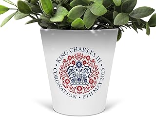 The Coronation 2023 - Official Emblem Flower Pot, The Coronation of King Charles III and The Queen Consort – 6th May 2023, Gift, Souvenir, Keepsake, Memorabilia