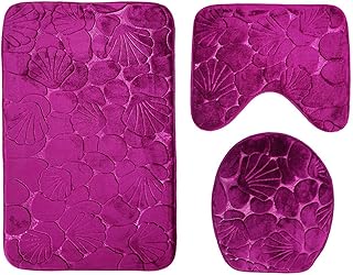 バスルームカーペットトイレセット装飾パターンコーラルベルベットソフトシャワー弾性吸収剤Sop滑り止めマット装飾用-A3-A SET (3 PIECES)