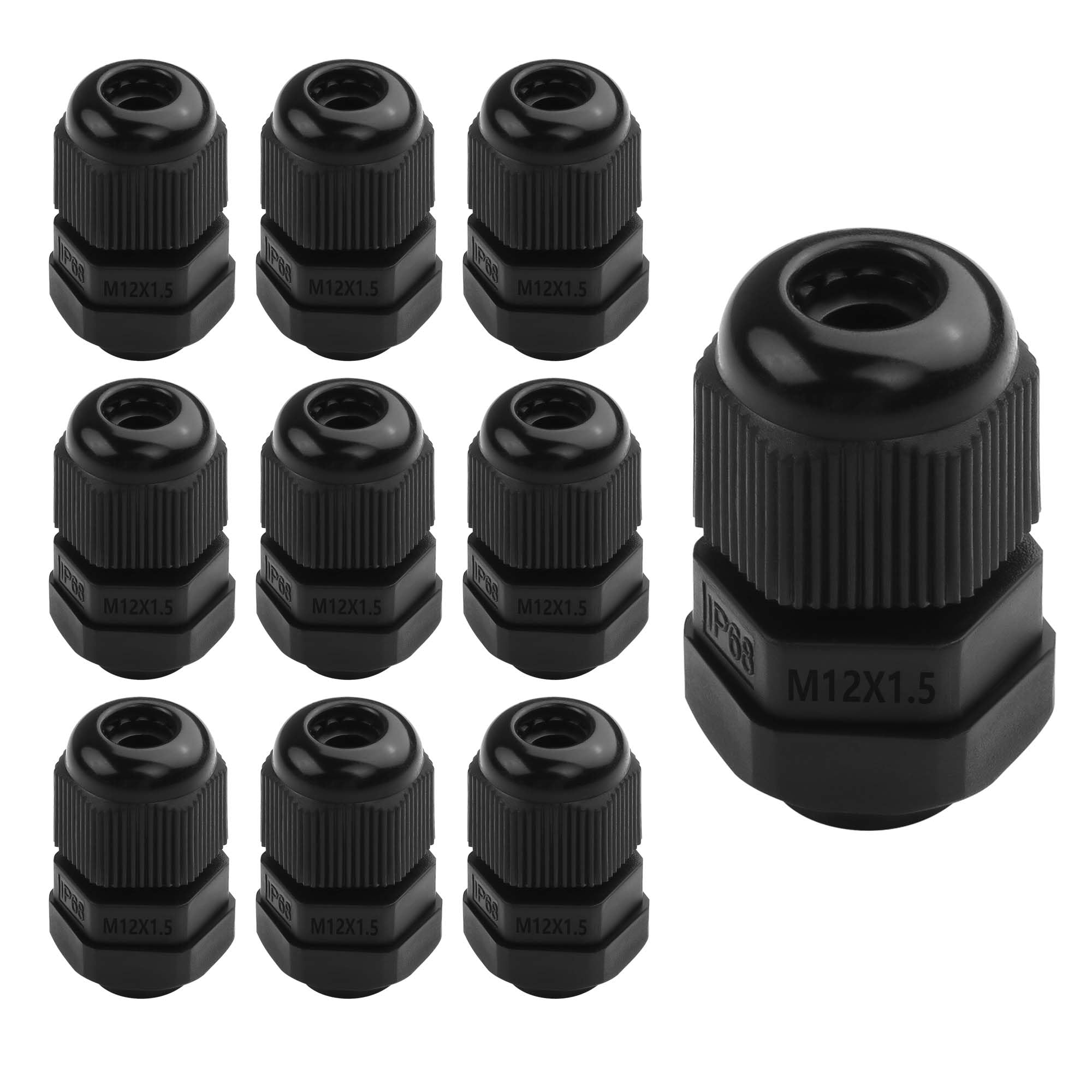 GINTOOYUN 10 unidades M12 x 1,5 glándula de cable impermeable de nailon articulado 3 mm 6,5 mm