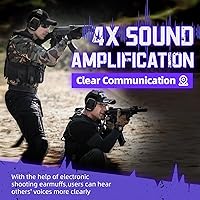 Vista 3 de ZOHAN Electronic Shooting Earmuffs, Hearing Protection Shooters, NRR 23dB Noise Reduction Gun Range Ear Protection Headphones Con parches-negro