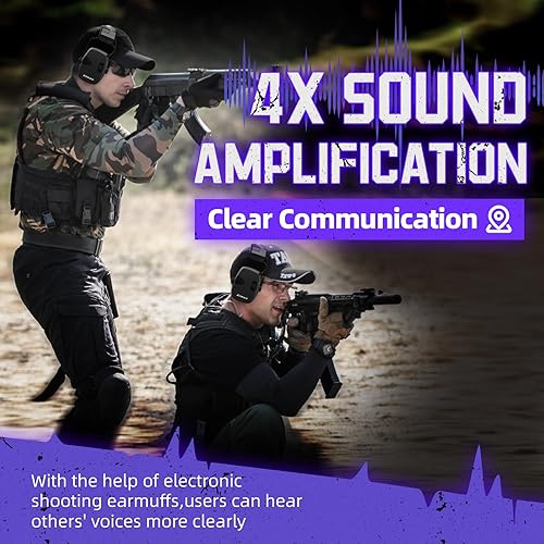 Miniatura 3 de ZOHAN Electronic Shooting Earmuffs, Hearing Protection Shooters, NRR 23dB Noise Reduction Gun Range Ear Protection Headphones Con parches-negro y
