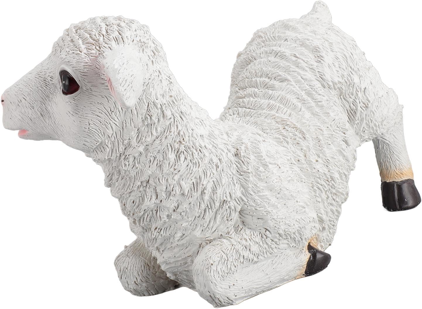 Focket Resin Sheep Figurine, 9.4in Durable Micro Miniature Garden Ornament, DIY Customizable Sheep Decor with Handpainted Details for Home Office Garden Cake Craft Decor (35x14x20.5cm /