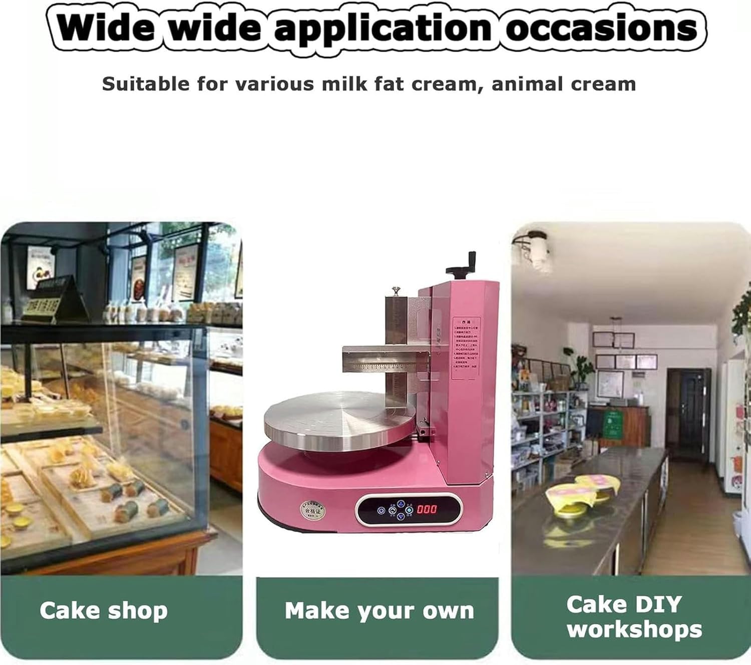 Automatic Cake Cream Spreading Machine, Electrical Rotating Adjustable Cake Edge Surface Scraper Birthday Cake Cream Spreading Coating Edge Smoothing Polisher Fast Cake for Dessert Shops,White