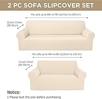 Vista 2 de Peryiter Juego de 2 fundas para sofá de dos plazas Fundas para muebles para sala de estar para sofá, sillón, ajuste elástico, a prueba de arrugas