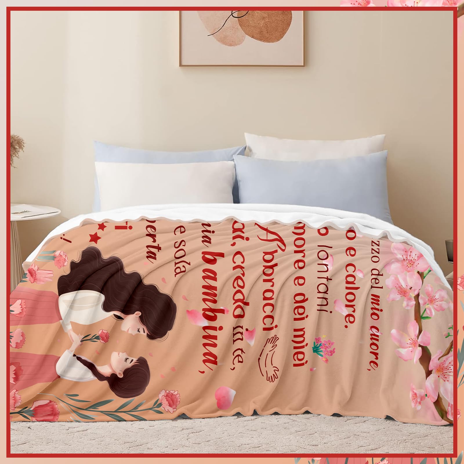 Coperta soffice regalo di compleanno per figlia, 150 x 129,5 cm (italiano)