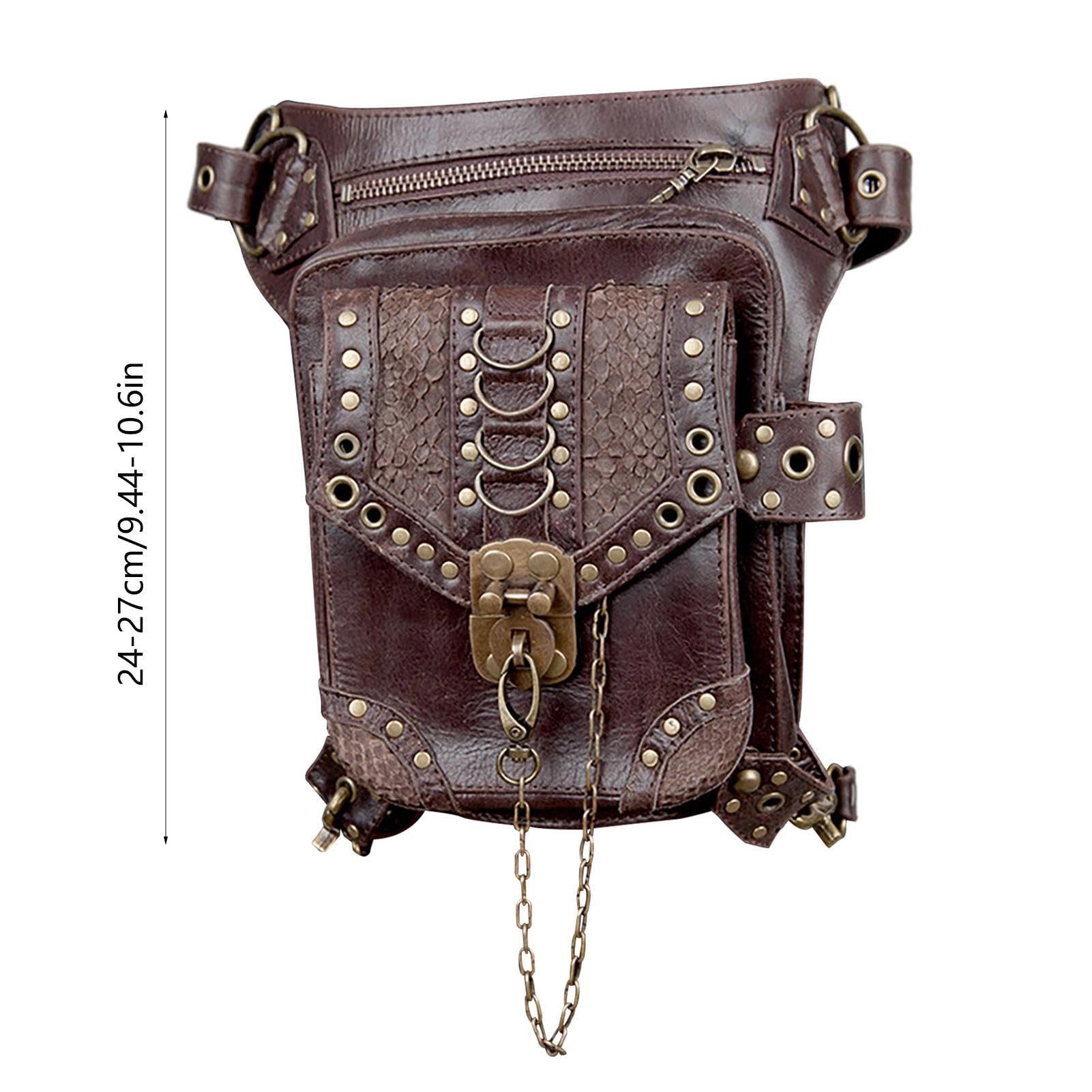 Steampunk, rinascimentale - Borsa medievale in pelle PU con custodia | Steampunk,Borsa da cintura Borsa Steampunk alla per escursionismo, viaggio, uomo donna