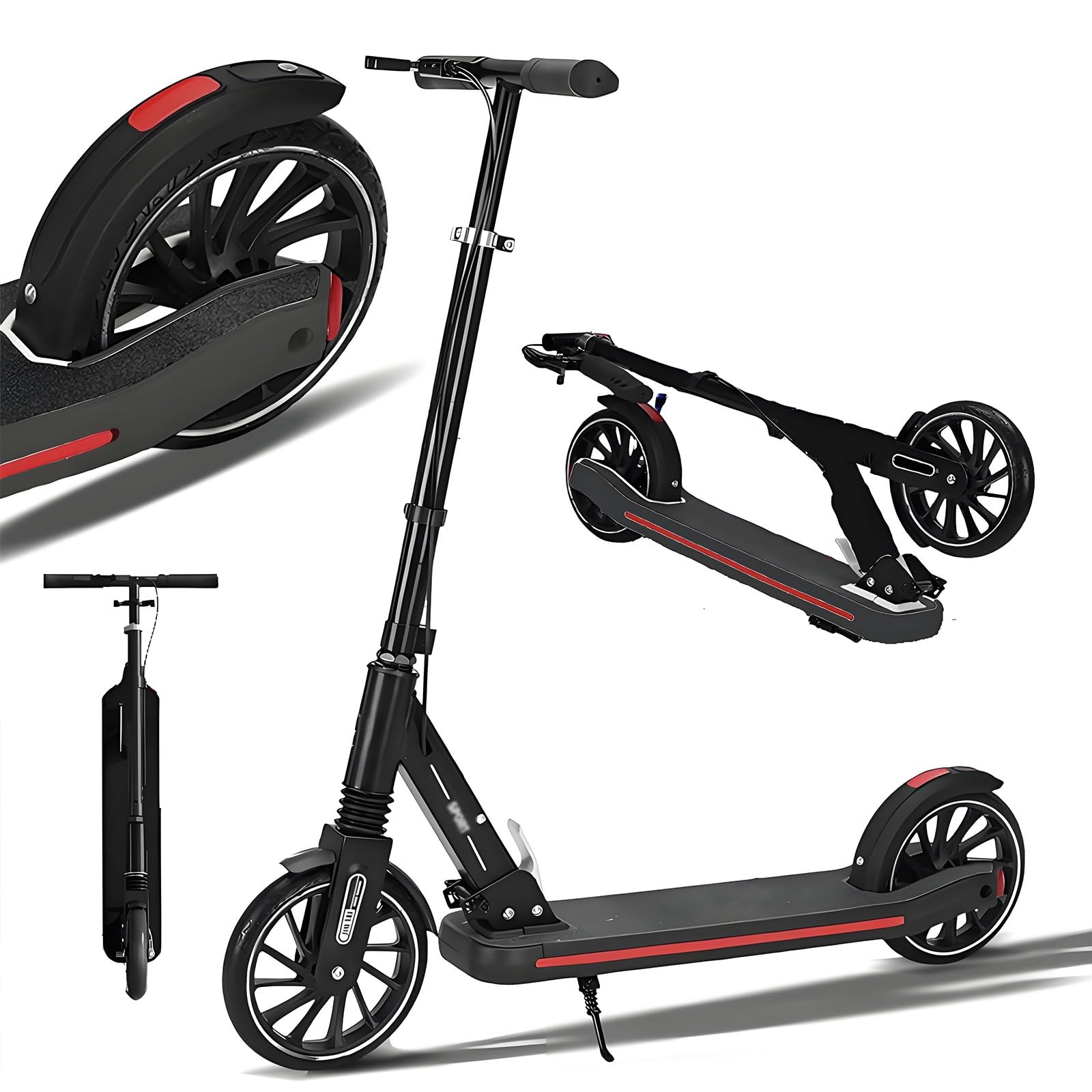 Trottinette pour Adultes, Trottinette pour Enfants, Pliage Rapide avec réduction du Bruit, Interrupteur muet, Trottinette pour Enfants à partir de 2 avec Double système(Black,90 * 37 * 104)