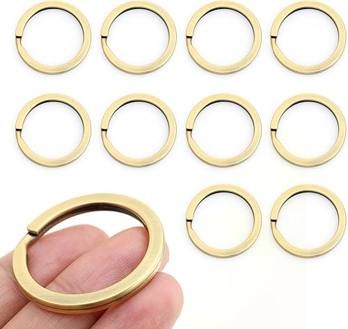 CRAFTMEMORE Llaveros de calidad, anillos planos de metal para llaves de automóvil, accesorios de bricolaje, artesanía en cuero, 10 piezas VTKR (1