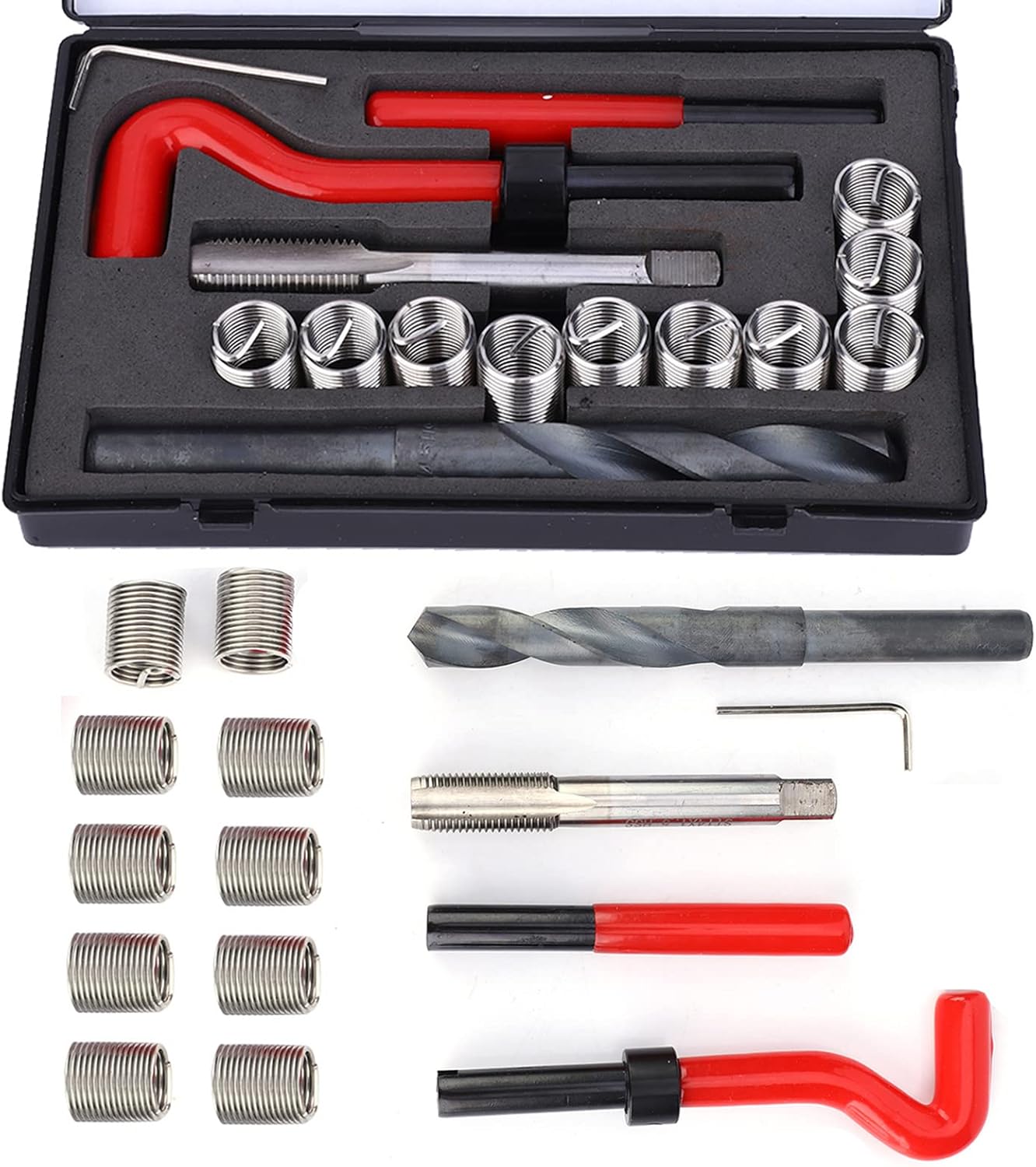 15 Pcs Thread Metric Inserts Kit, M14x1.5 Thread Helical Coil Repair Tool Kit Repairing