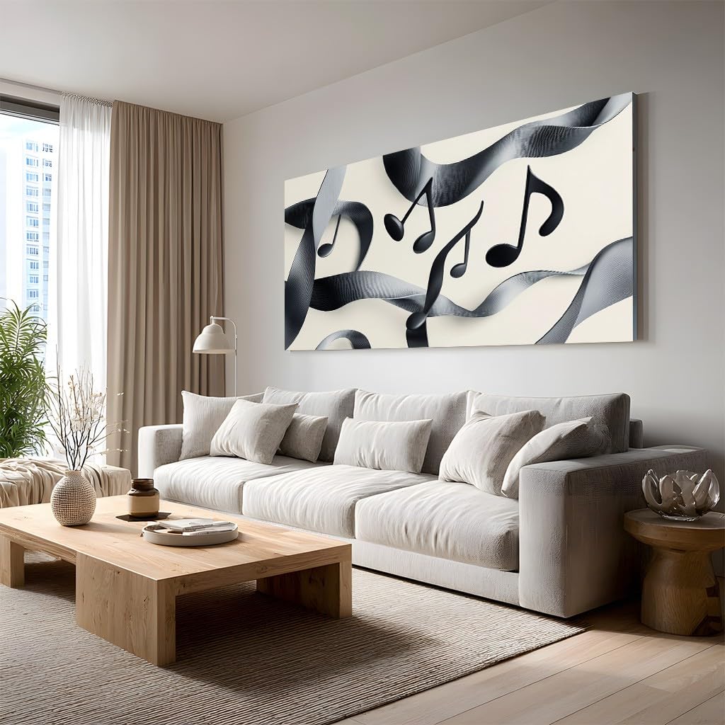 Generico Immagini su Tela Moderne Note Musicali Poster 50x100cm | per Soggiorno Grande Formato Quadri Nastri Astratti Quadro Tela Decorativa Vortici Eleganti Camera da Letto Stampe d'Arte