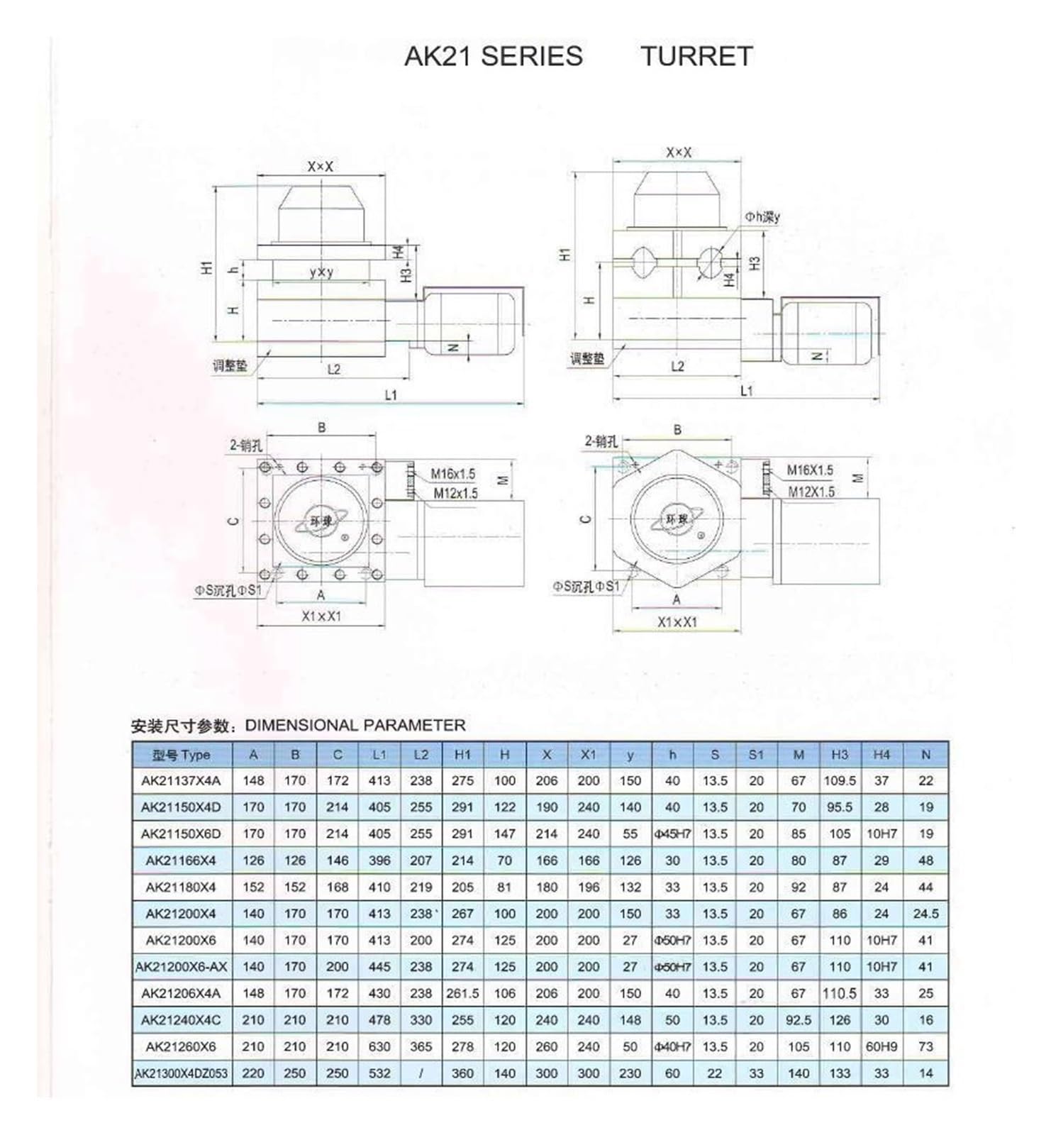 Porte-outil CNC tourelle CNC tourelle AK21206/AK21240/AK21300