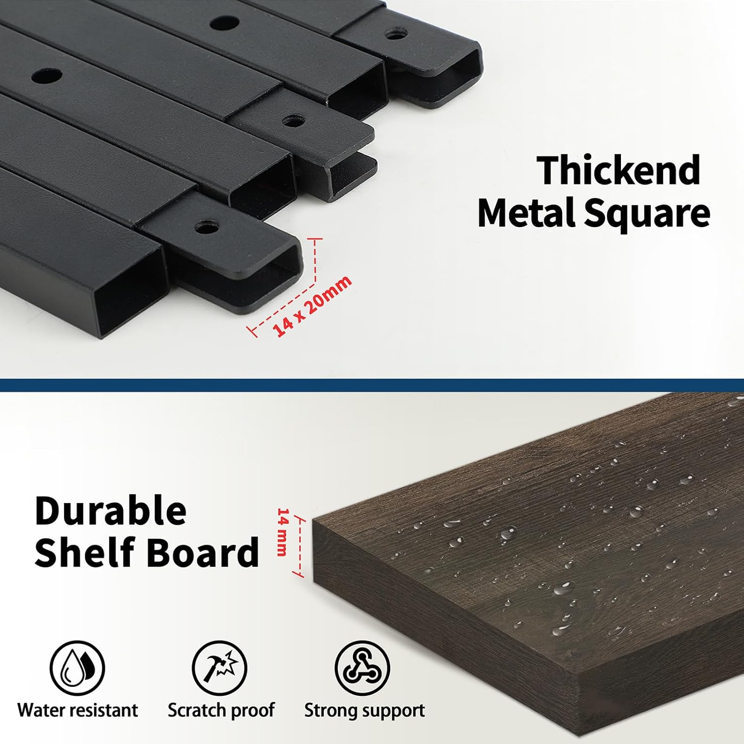 Whitmor 5-Tier Bookshelf with Drawer, Modern Display Bookcase with Wood Shelves & Metal Frame, Narrow Standing Storage Organizer for Living Room, Bedroom, Home Office, Black