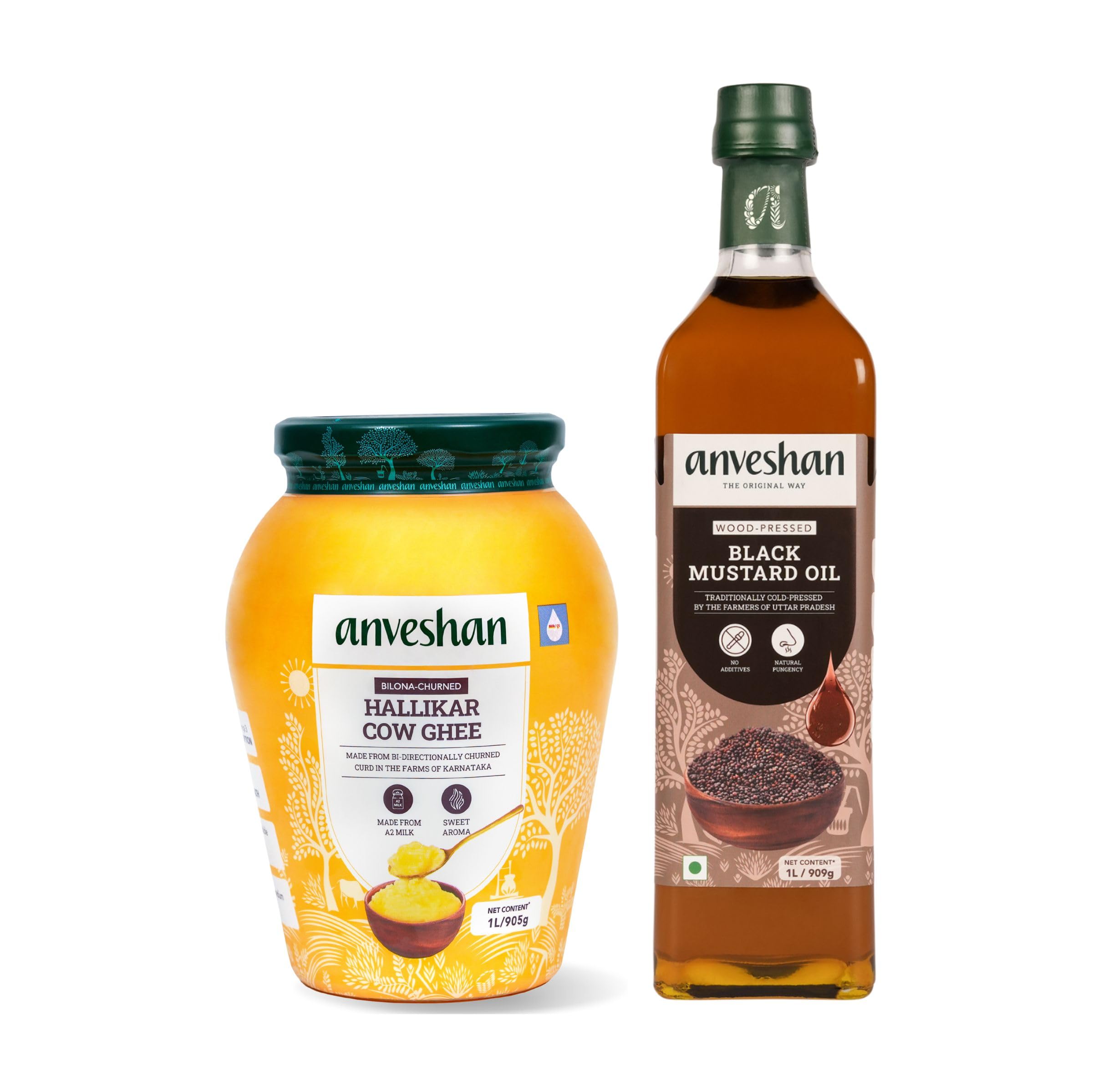 Anveshan A2 Desi Cow Ghee 1L and Anveshan Wood Pressed Mustard Oil 1L | Combo Pack | Healthy and Natural | Cold Press (B0B65KP9BJ) Amazon Price History, Amazon Price Tracker