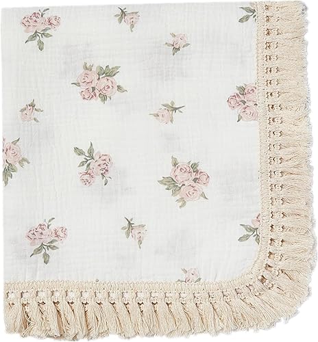 Miniatura 1 de insular Manta de muselina de algodón para bebé con borla, manta bohemia bohemia de muselina para envolver con flecos, manta de decoración de