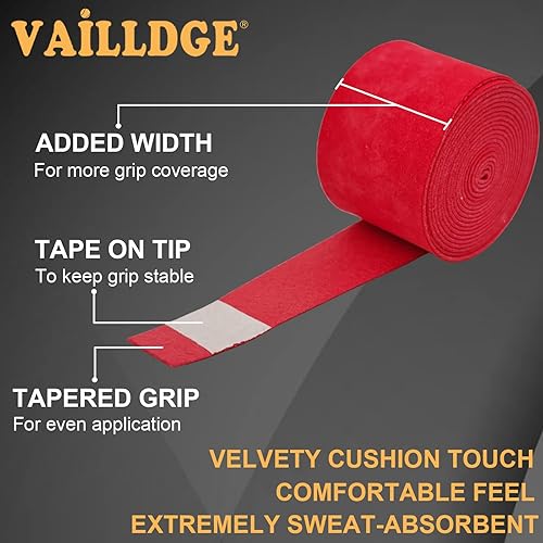 Miniatura 3 de Cinta de agarre para raqueta de tenis, cinta de agarre precortada de sensación seca que absorbe el sudor, agarre cómodo aterciopelado para raqueta