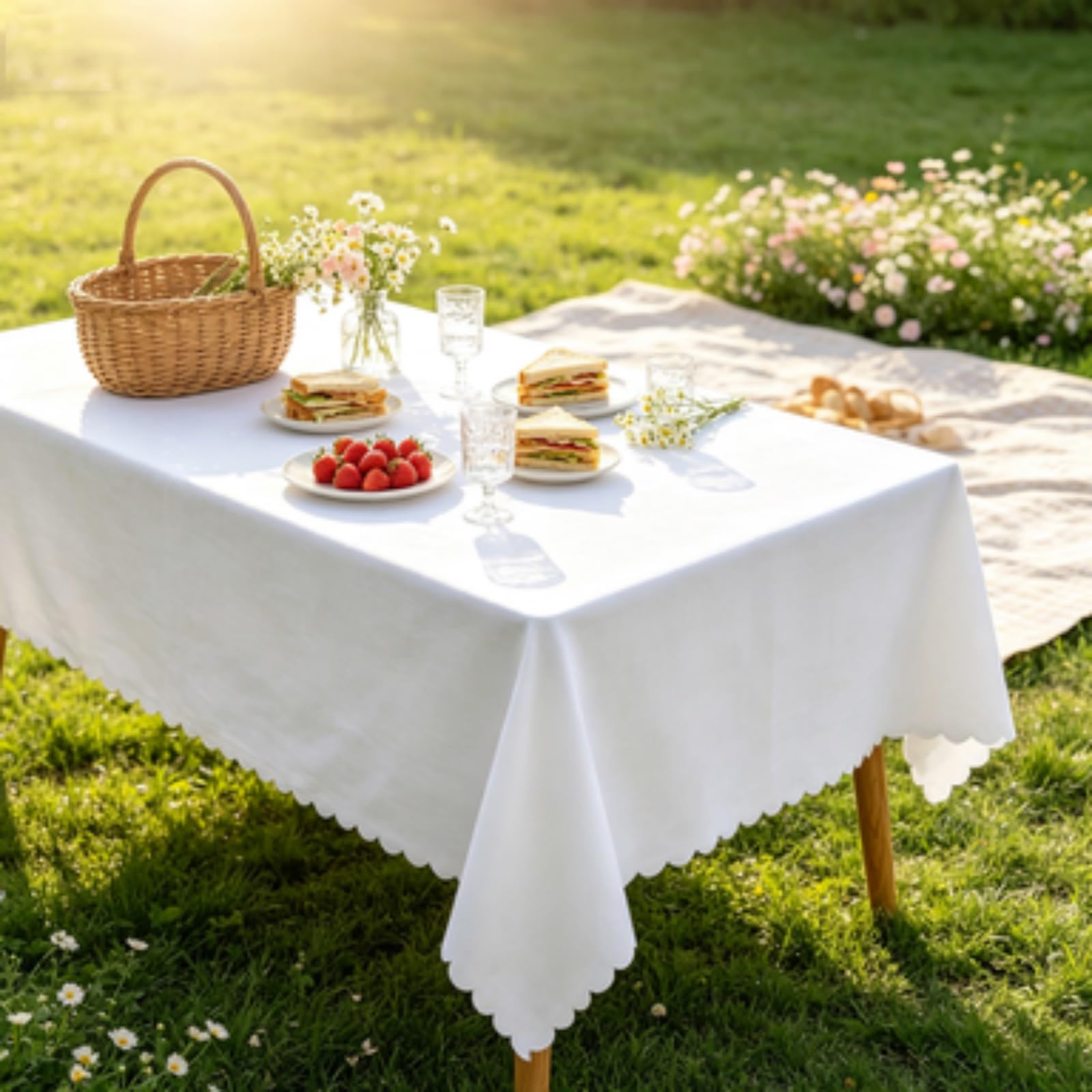 RCYONGQ Table Cloth Wipe Clean Tablecloth Waterproof Stain-Resistant Tablecloth Wipeable Durable Scratch Resistant, Washable For Coffee Kitchen Small Tabletop Decoration(White,130x220cm)