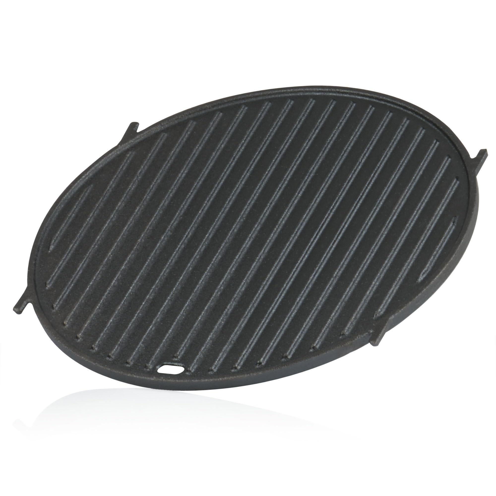 BBQ-Toro Żeliwna płyta grillowa, Ø 30 cm, płyta grillowa Plancha do systemu rusztu grillowego, okrągła płyta dwustronna, do systemu Weber Gourmet BBQ (GBS), wkładka do rusztu do grilla, Sear Grate do