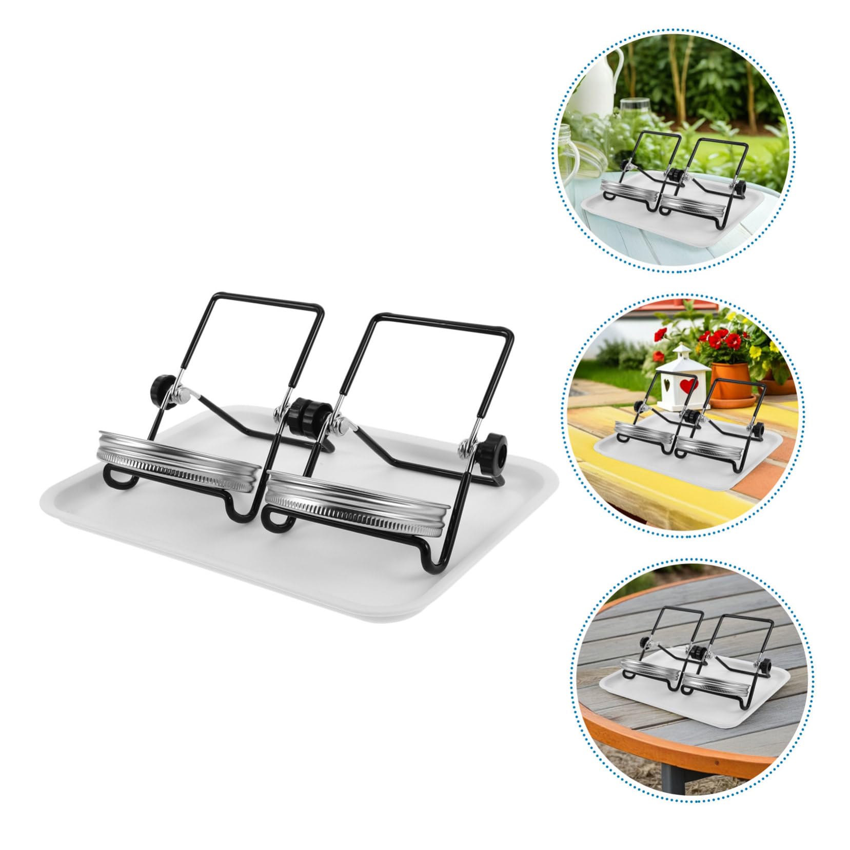 VANZACK 2 Juegos Kit de Germinación de Brotes con Tapas de Malla de Acero Inoxidable y Soporte para Frascos de Boca Ancha Ventilación Óptima Bandeja Recogedora y Fácil Limpieza para