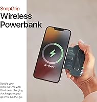 Vista 5 de ShiftCam SnapGrip – Agarre para cámara de teléfono con montaje magnético, botón de obturador inalámbrico, batería incorporada, carga inalámbrica Qi