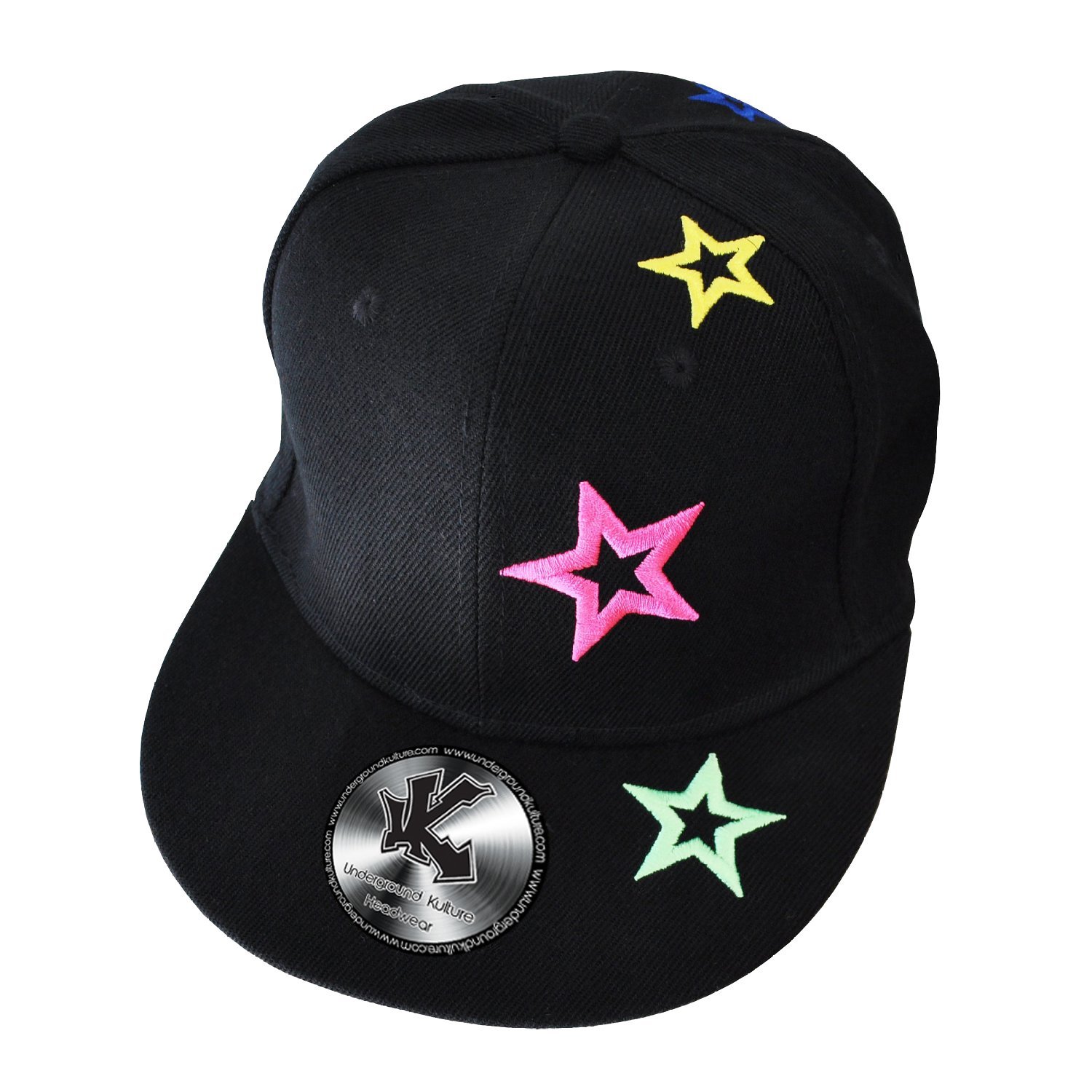 Underground Kulture Neon Stars Fitted Baseball Cap 7 7/8"
