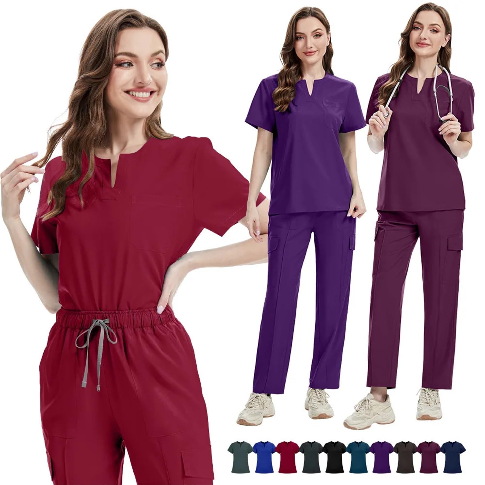 Uniformes médicos Bata Uniforme Mujer artículos de enfermería Accesorios Enfermeras clínica Traje médico salón Belleza SPA para AtencióN MéDica, SalóN De Belleza(Green,L)