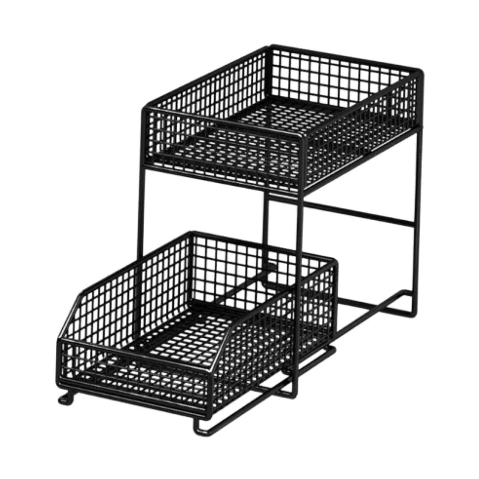 Qianly Organizador Bajo Fregadero con Deslizante Estante de Hierro Robusto y Capacidad Ampliada Adecuado para Baño Cocina Dormitorio Organización, tal como se describe, S
