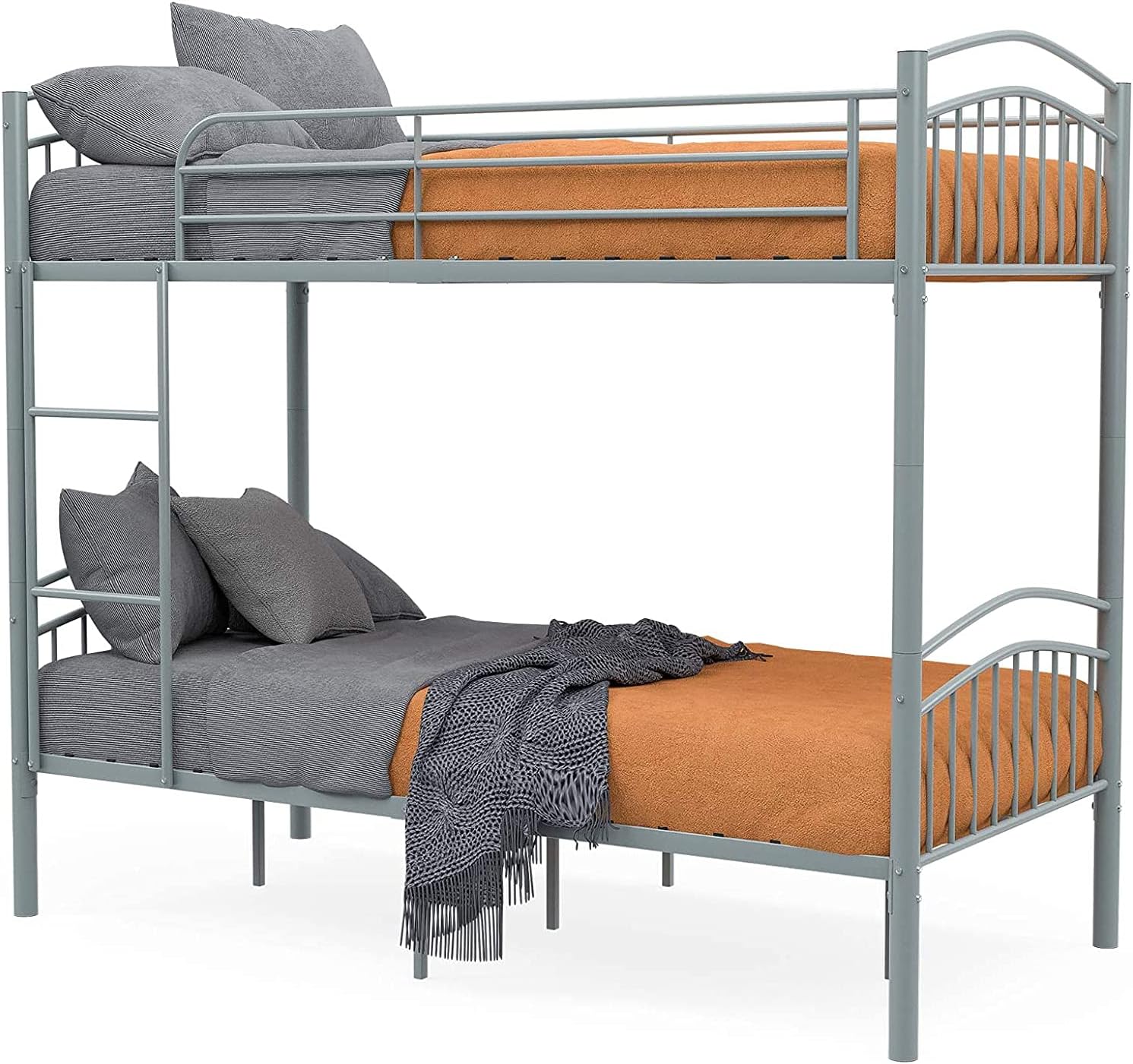 Metal Bunk Beds Frame, Metal Bed,Splits into 2 Beds, Detachable