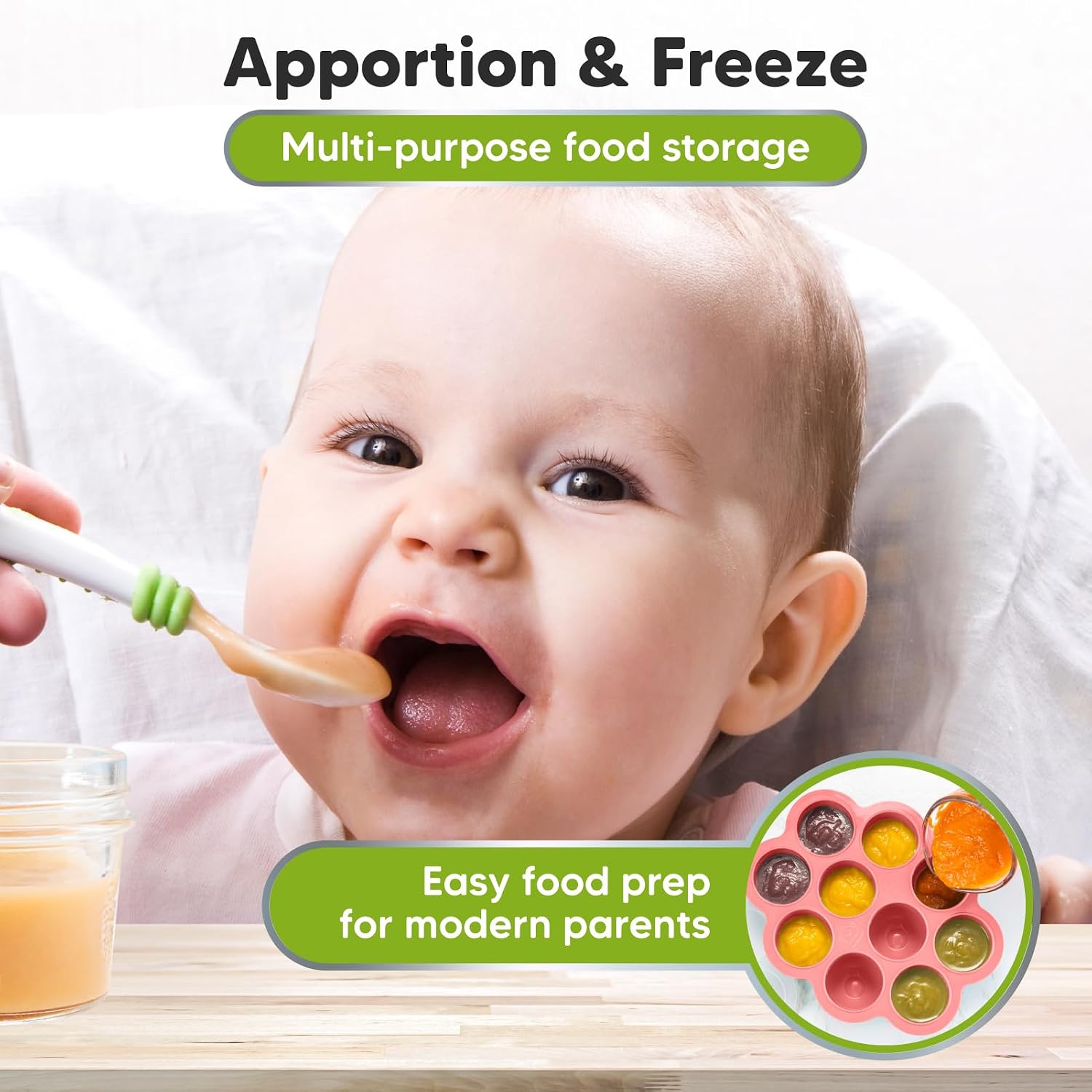 KeaBabies Silicone Food Freezer Trays with Lid, 2oz x 10 Pods (Blossom)