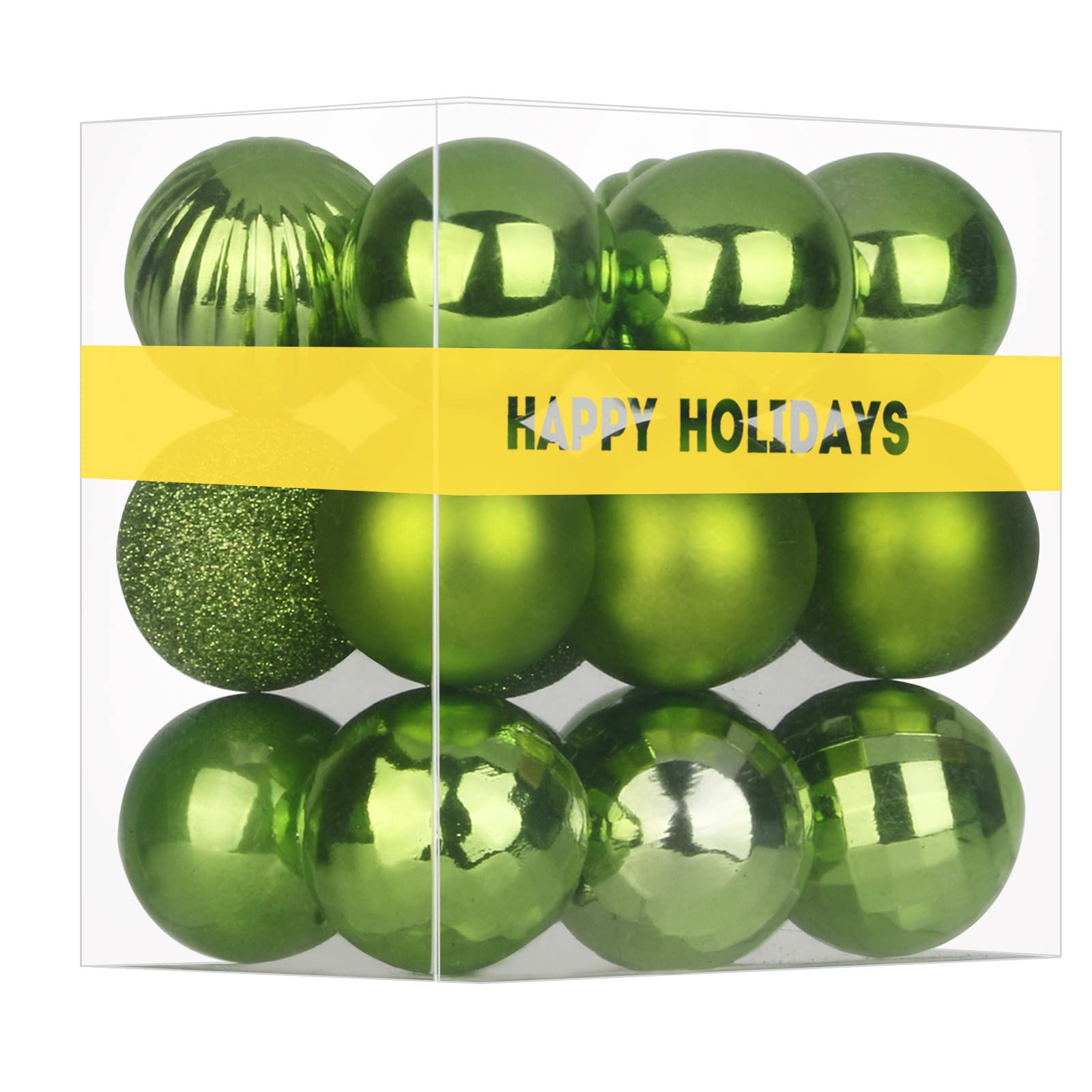 Lime Green 2.5" Christmas Balls Christmas Tree Decoration Ornaments Shatterproof Hanging Balls for Birthday Halloween Holiday Wedding Decorations Set of 18pcs