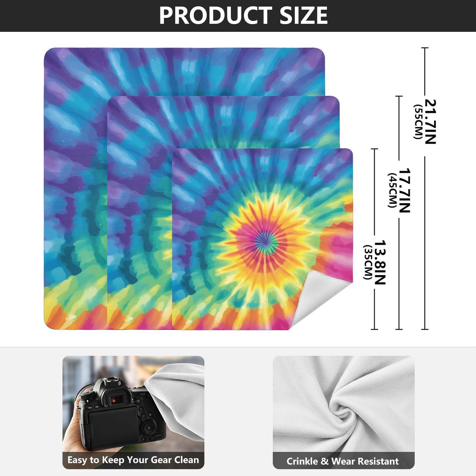 ODAWA Protective Camera Wrap Cool Rainbow Swirl Tie Dye Self Adhesive Cloth 13.8