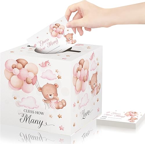 Miniatura 7 de Azbuk Juego de ducha de novia, juego de adivinar cuántos besos con caja y 50 tarjetas de adivinanza, juego de adivinanzas para despedida de soltera,