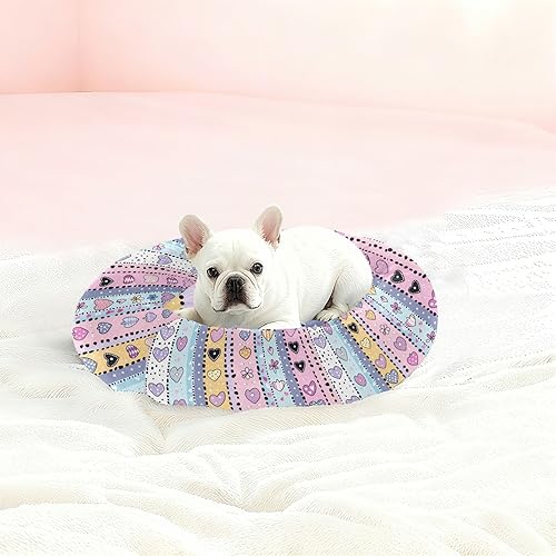 Miniatura 2 de Cartoon Stripe Hearts Warm & Cozy Pet Dog Beds fluffier Puppy Beds for Medium Size Pets Sleeping cama elevada para Perros Grandes