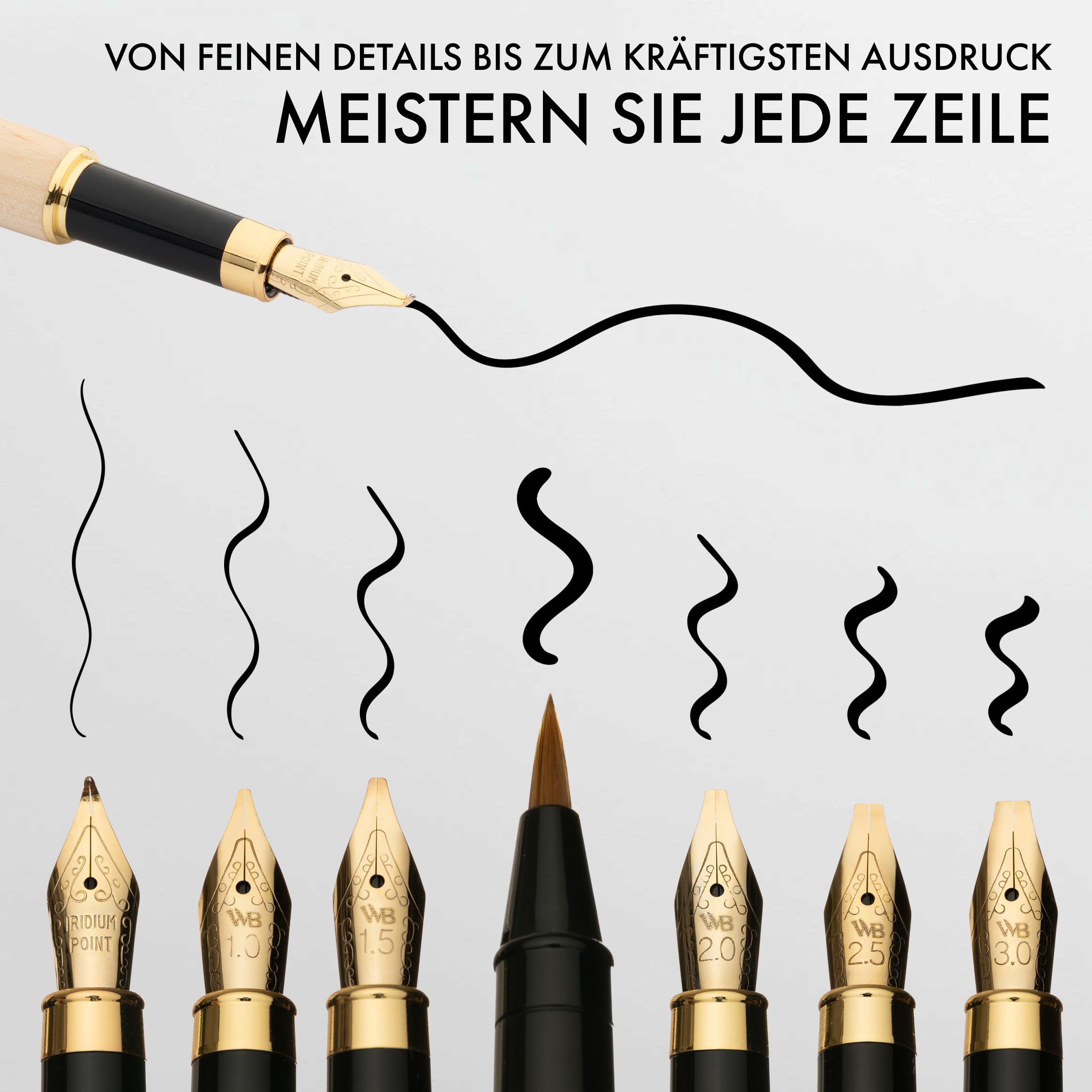Wordsworth & Black Kalligraphie-Stiftset, inklusive Tintenfass, 6 Tintenpatronen, Tintenkonverter, 6 Ersatzfedern, Luxus-Bambus, Journaling, Schreibfüller mit weichem Schreibgefühl [Ahornholz]