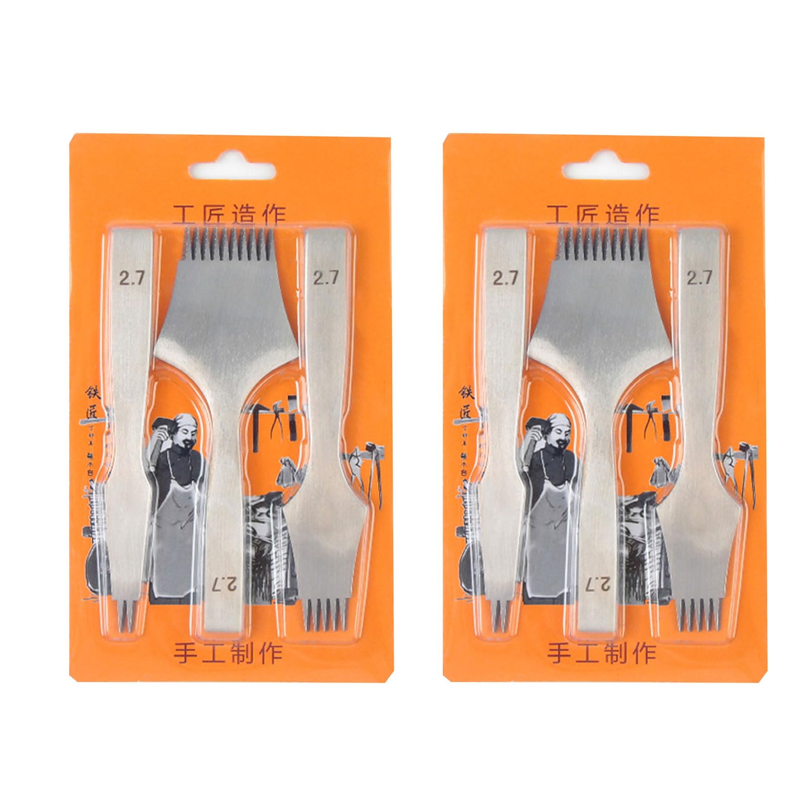 Outil de couture pour le cuir en lot de 3 griffes à dents rondes pour marquer les points de laçage