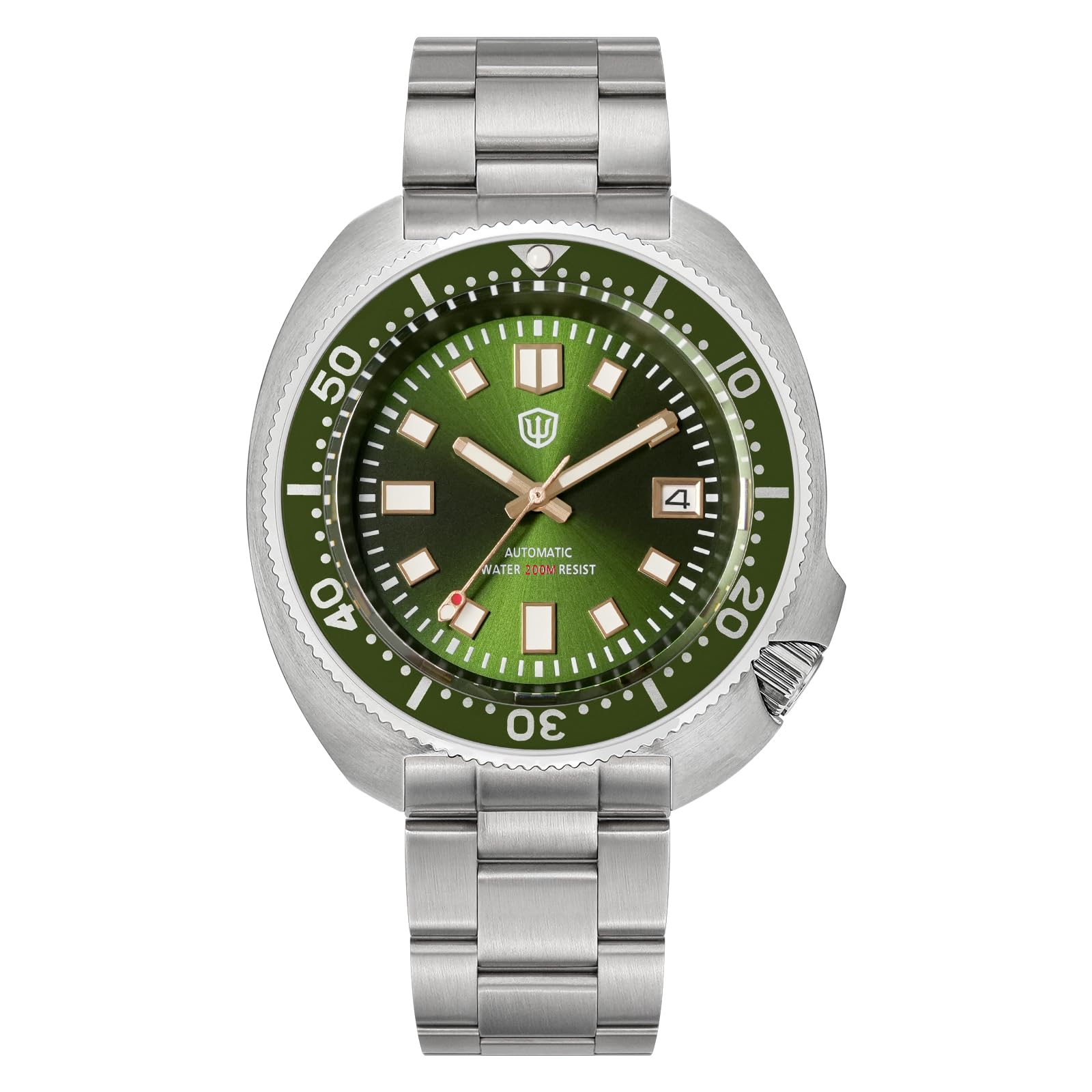 watchdives WD6105 Reloj de Buceo Automático para Hombre, Reloj de Oulsera con Movimiento NH35, Cristal de Zafiro de 200 M, Reloj para Hombre con Pulsera de Acero Inoxidable 316L, Reloj Luminoso
