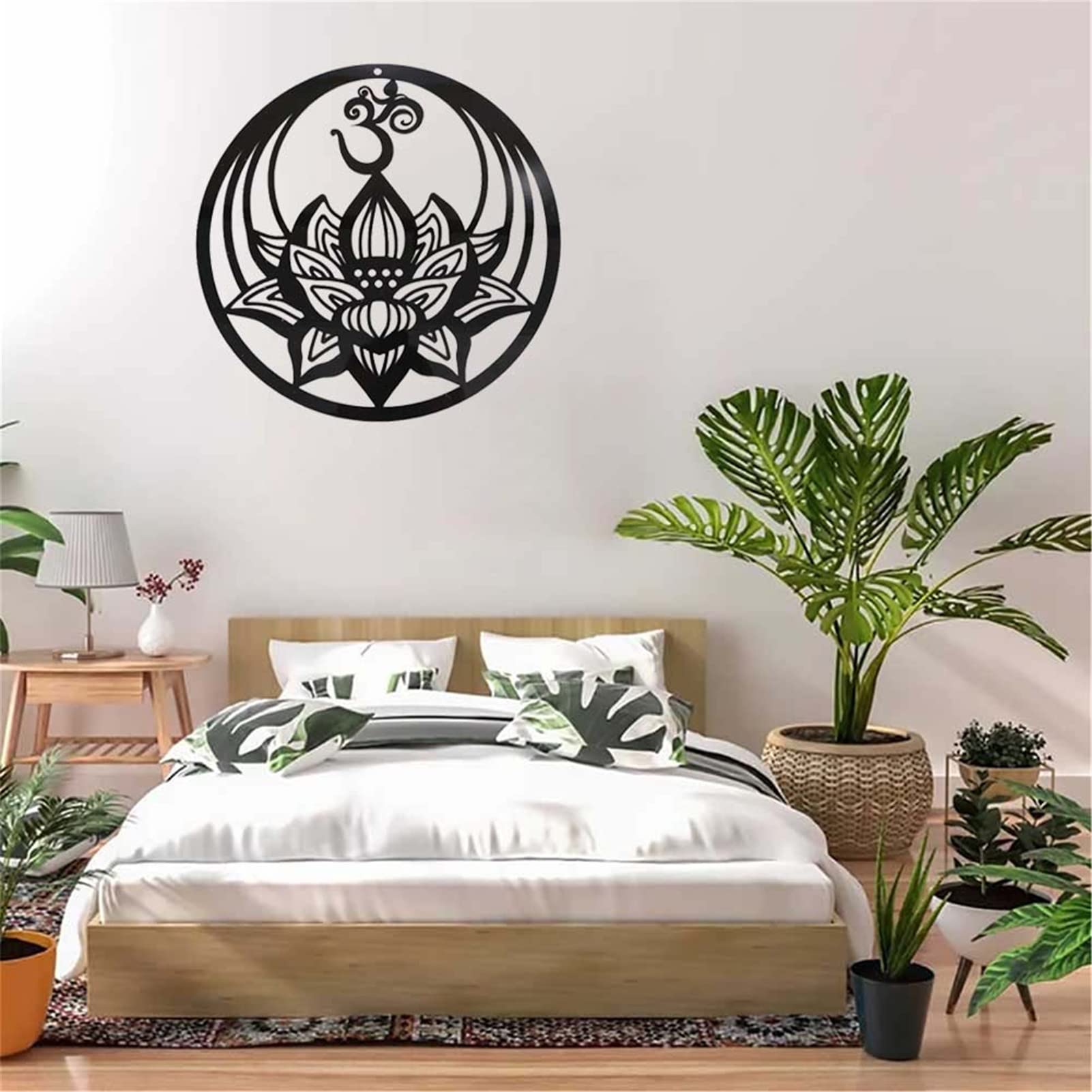 3D Lotus Metal Wall Decor, 60x60cm Duża Mandala Wall Art rzeźby wystrój domu Metal Flower Wall Decor wiszące ozdoby do salonu Sypialnia Pokój do jogi Ogród, dekoracje świąteczne