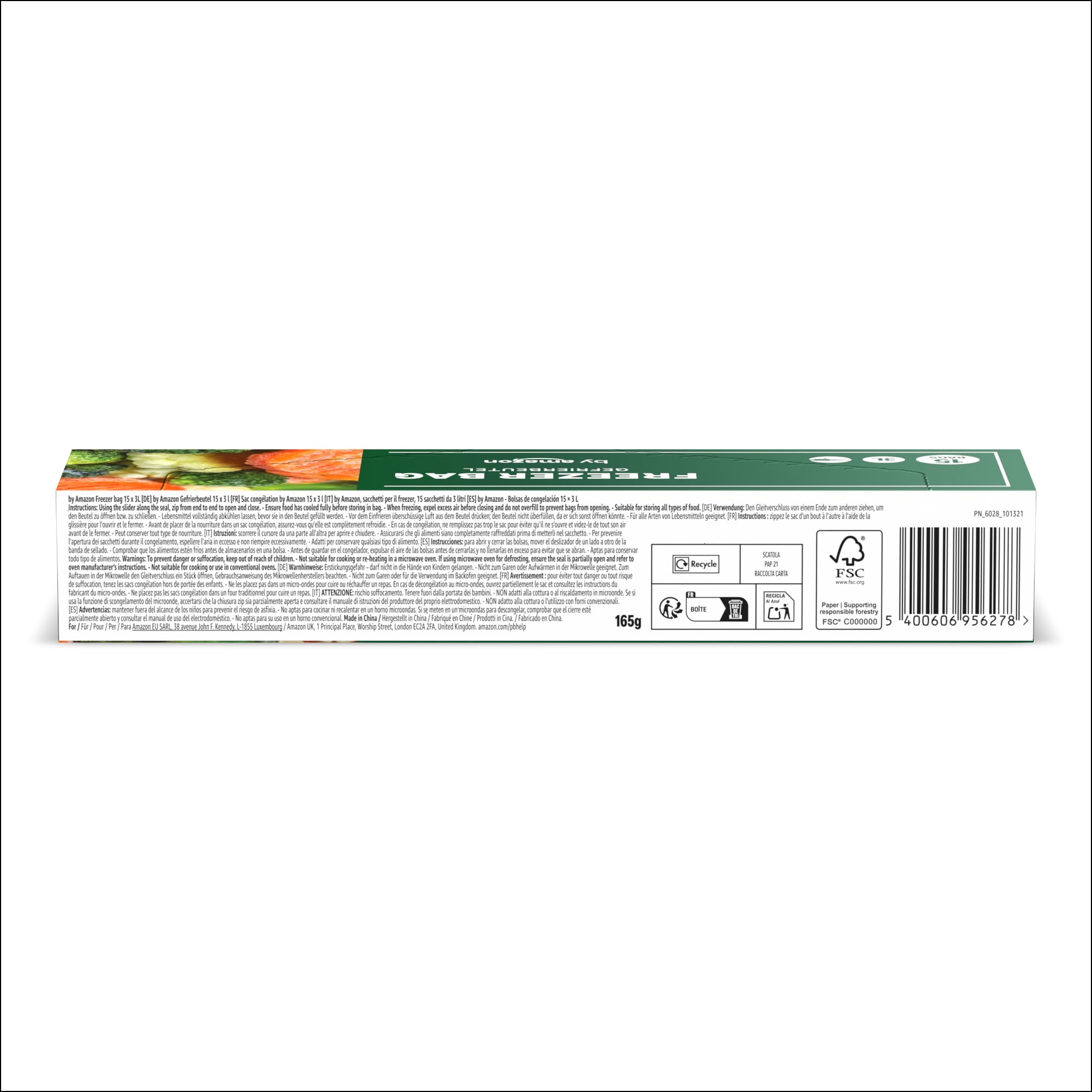by Amazon - Sacchetti Cerniera per congelatore con chiusura a scorrimento, 3 litri, 15 pezzi