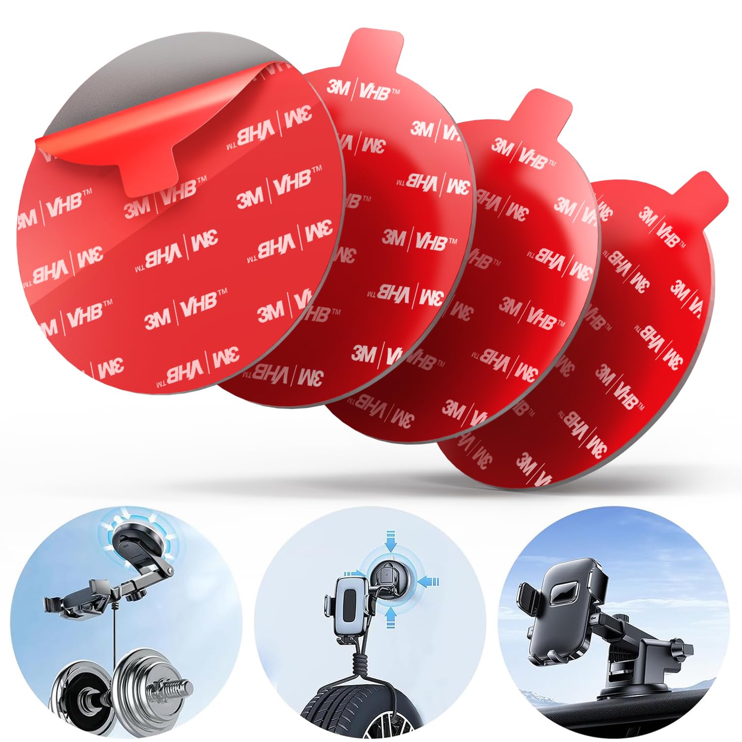 Photo 1 of pop-tech 90mm(3.54") 4pcs 3M Sticky Pads Replacement for Car Phone Mount Windshield Dashboard,3M VHB Heat Resistance Circle Double Sided Heavy Duty Mounting Tape Adhesive for Suction Cup Phone Holder