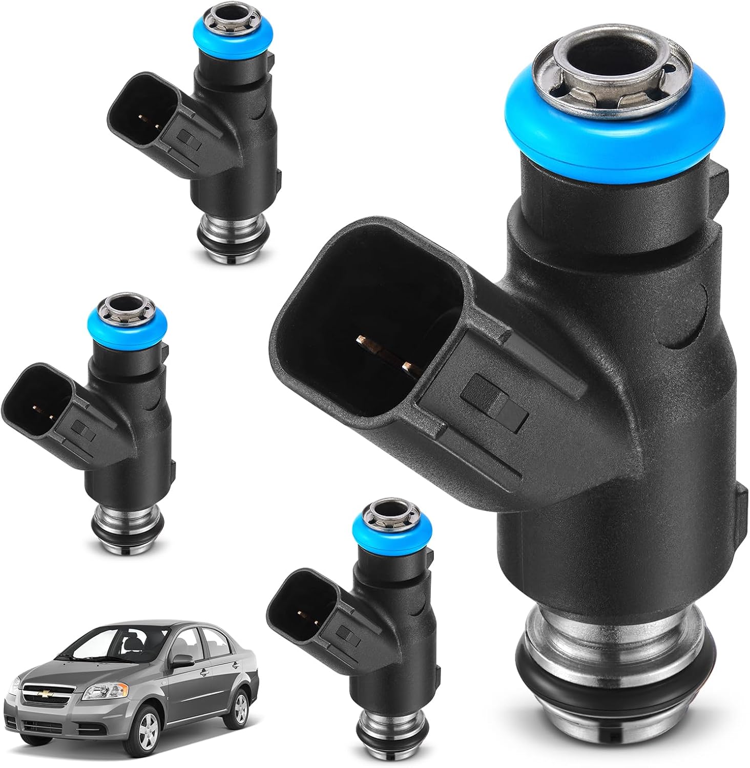BDFHYK High Performance Fuel Injector 96487553 Compatible with 2007 2008 Chevrolet Chevy Aveo Aveo5 1.6L l4 Replacement Kit FJ1023 832-11197 67630 4 Holes Fuel Injectors Set of 4