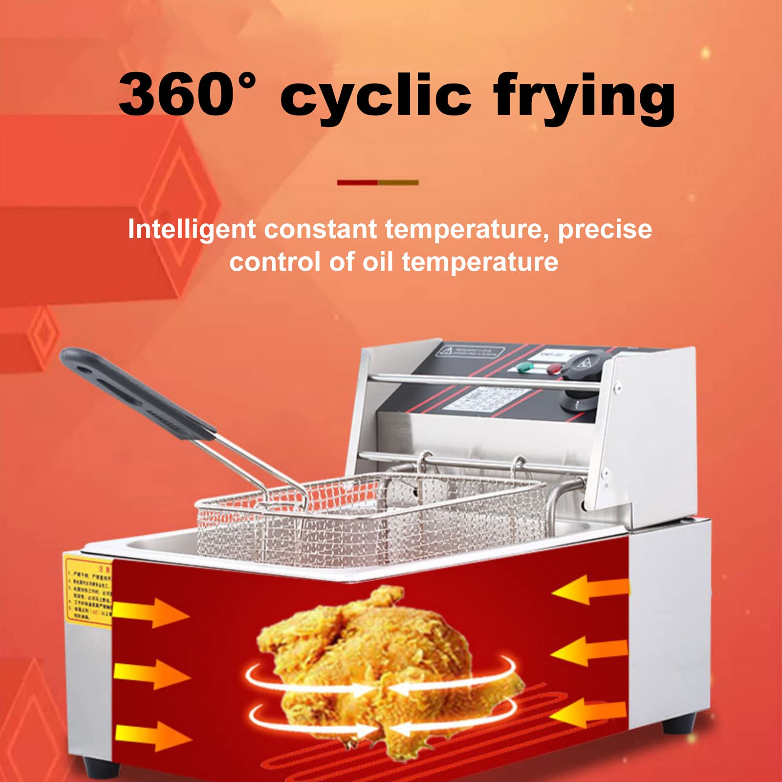 Friggitrice professionale a doppio cestello, grande, in acciaio inox, da banco, 2 cestelli, friggitrice intelligente a temperatura costante, friggitrice francese per uso domestico e commerciale, ros
