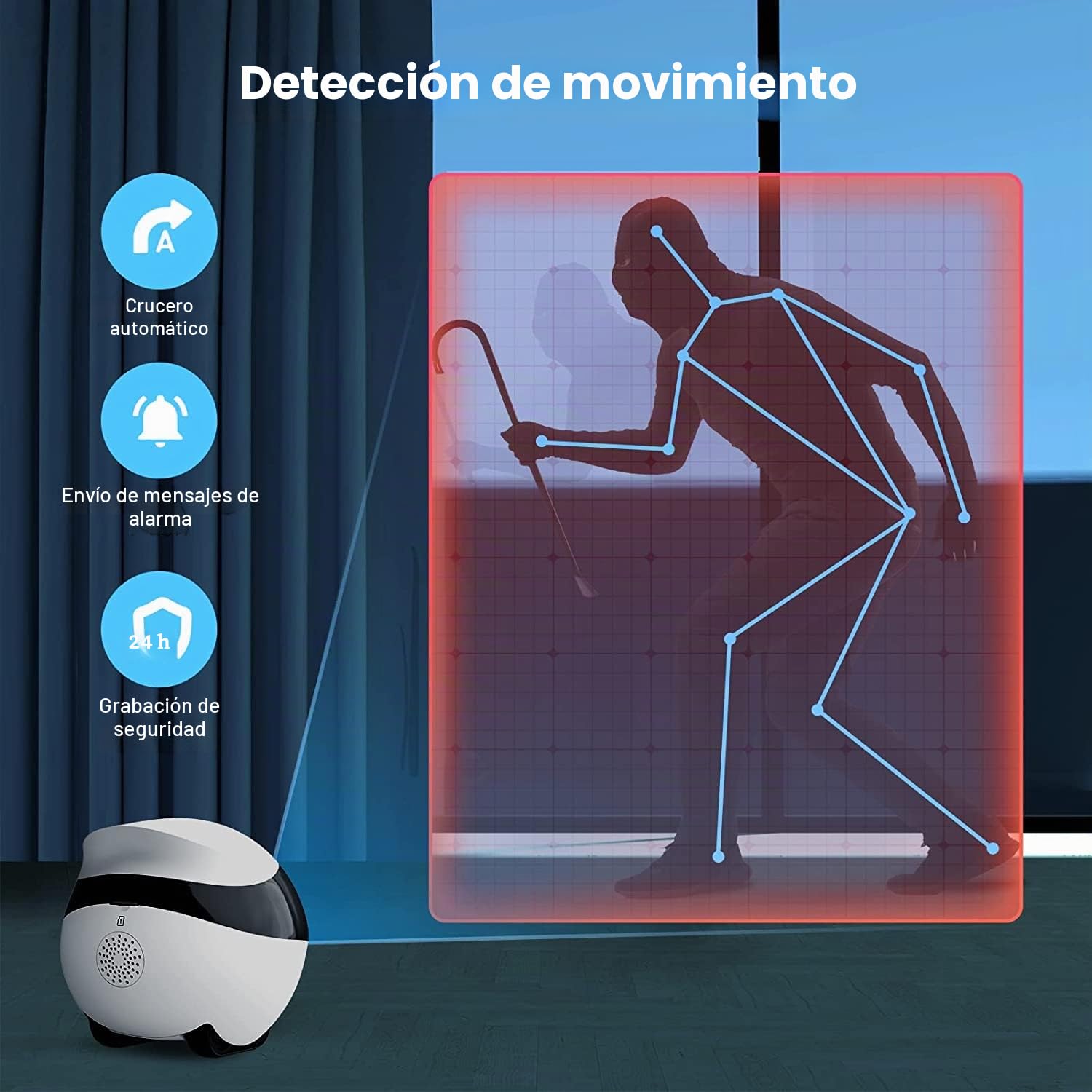 Enabot Móvil Cámara de Vigilancia WiFi Interior inalámbrica,1080P FHD Cámaras de Vigilancia,Visión Nocturna,Audio Bidireccional,Detección de Movimiento,Control Remoto,óptima para Bebé/Mascota/Anciano