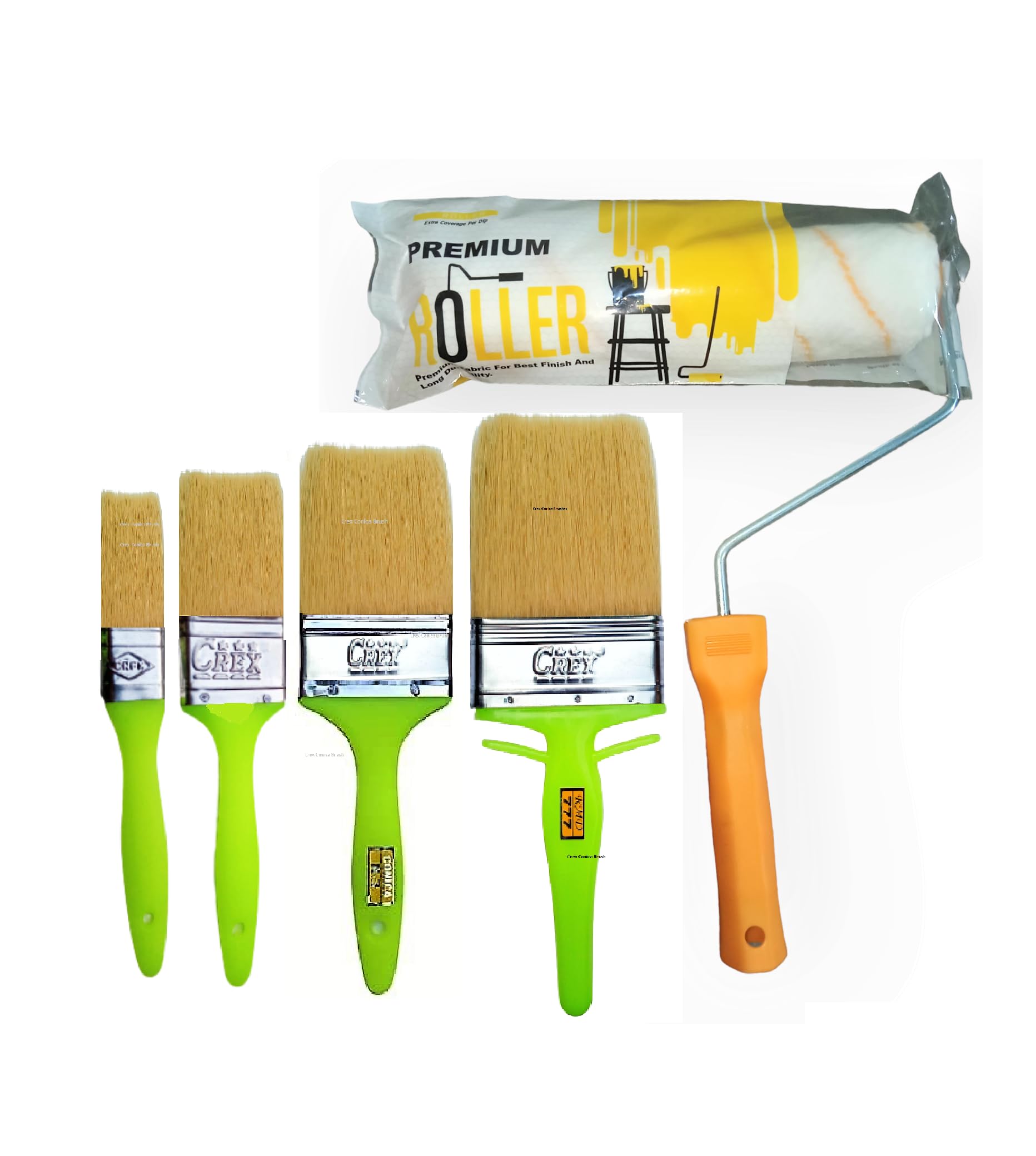 Conica Combo Pack of 5, 1+2+3+4 Inch Wall Paint Brush with 9 Inch Cotton Paint Roller Brush. (B0CGJ8QKQ9) Amazon Price History, Amazon Price Tracker