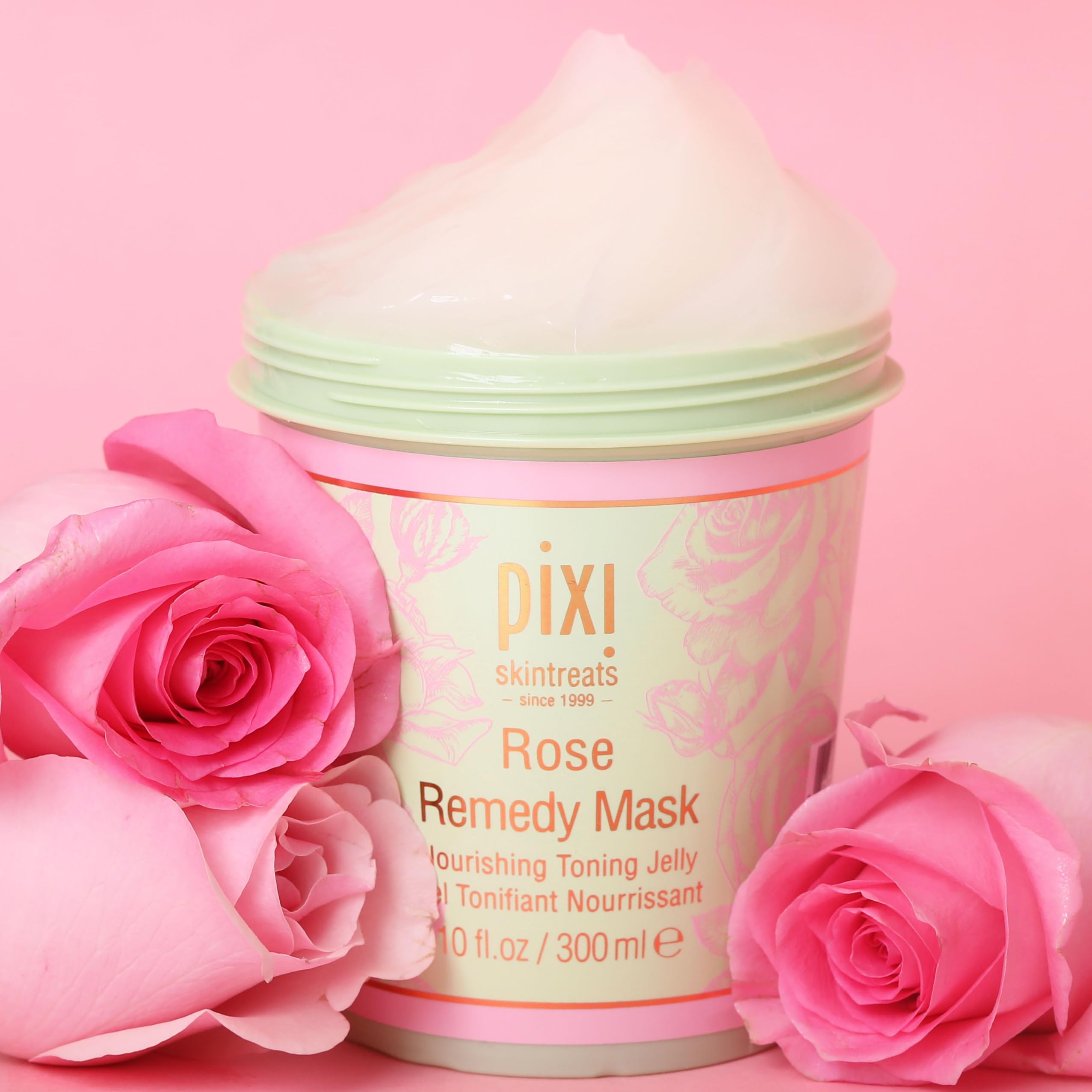Pixi Beauty Rose Remedy Mask | Masque Visage Tonifiant à l’Huile de Rose Musquée, Cica et Curcuma | Hydrate, Apaise et Restaure l’Éclat Naturel | 10 fl oz / 300 ml