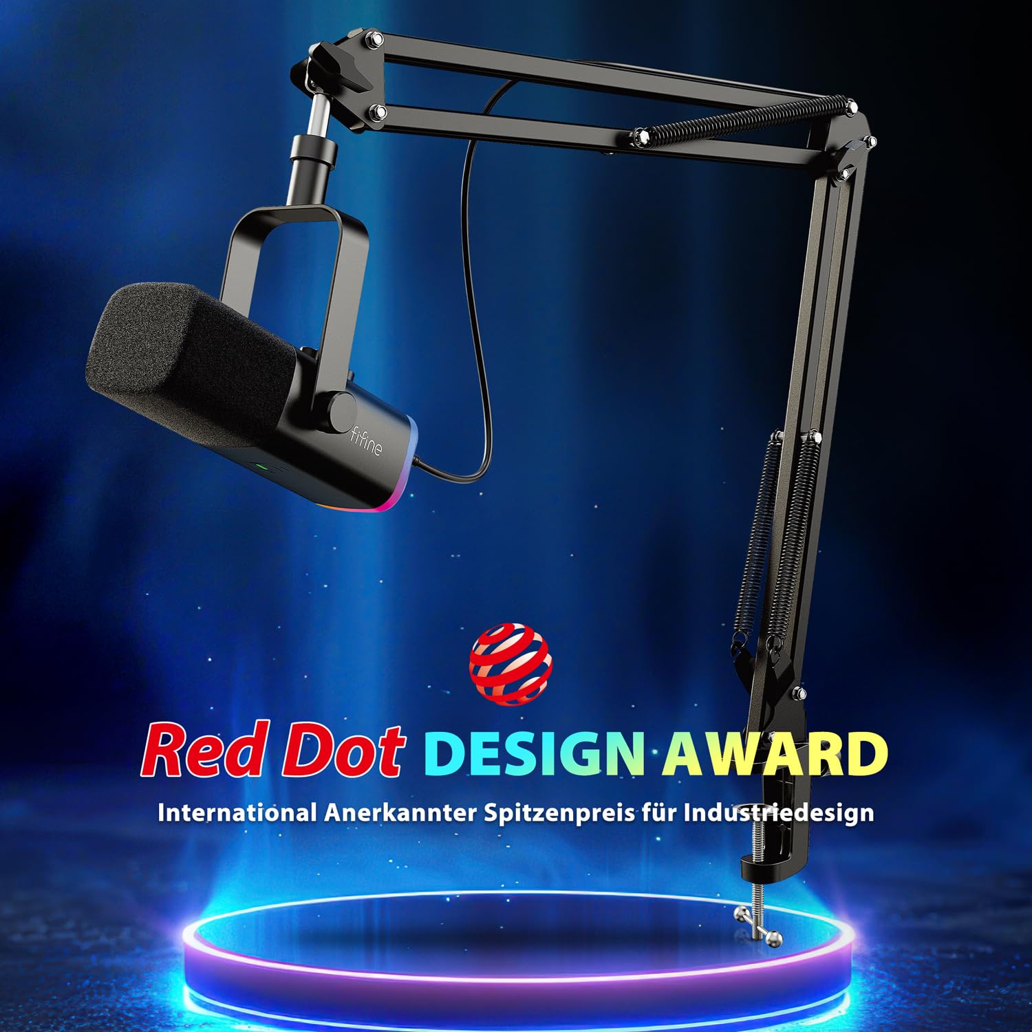 FIFINE XLR Streaming Mikrofon mit Arm für Podcast Studio, USB Dynamisch Microphone Gaming PC mit Stummschalttaste, für PS4/5 Mac Mixer Soundkarten
