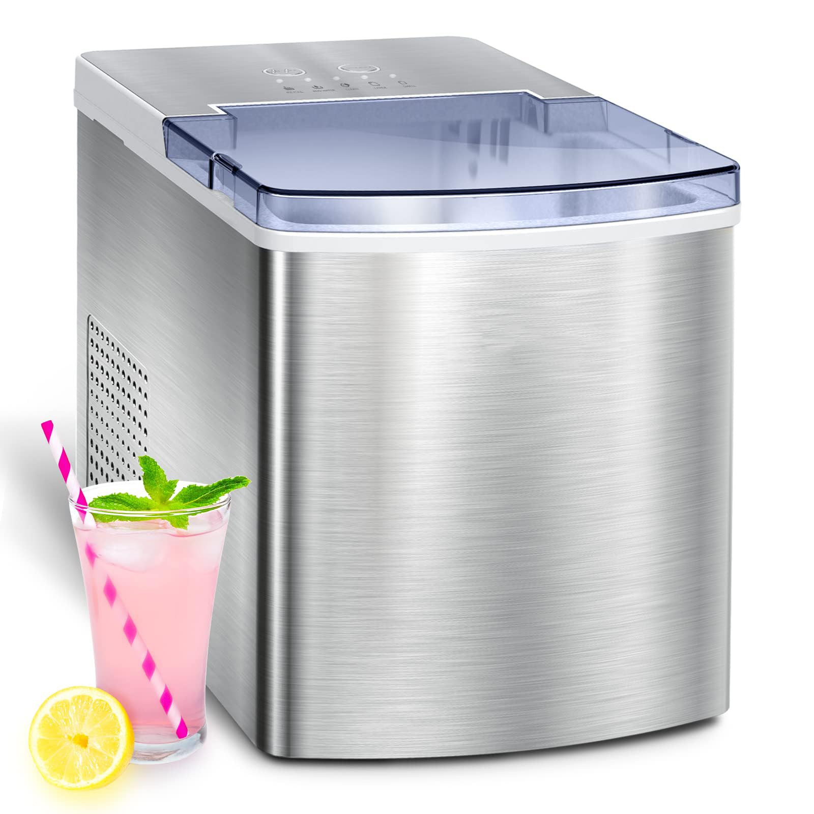 Ice Maker Machine for Countertop, Freezimer 33 lbs/24Hrs, 9 Cubes Ready in 6 Mins Self-Cleaning Electric Ice Machine with Ice Scoop and Basket for Home Kitchen Bar Party - Silver | Fridge.com
