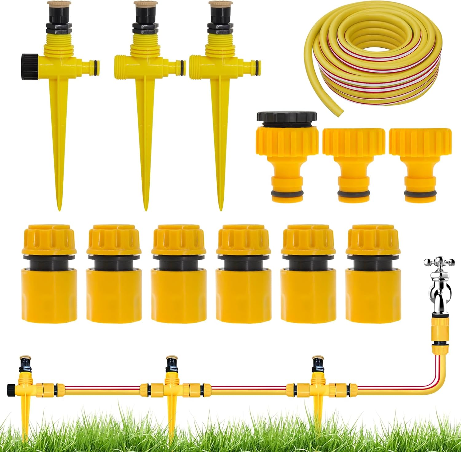 Above Ground Sprinkler System Kit for Large Areas, 3 Modes