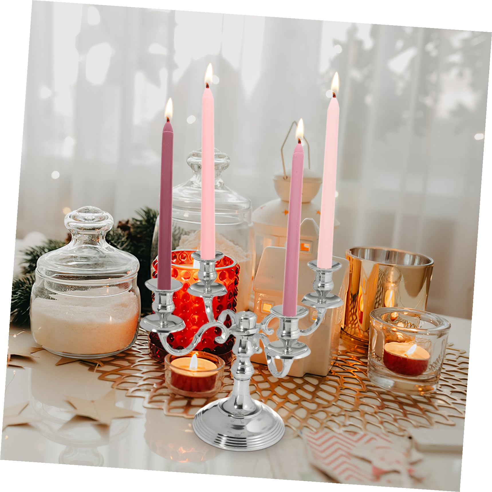 VANZACK 4 Candele Profumate a Palo lungo Sfumate Rosa Candela Decorativa in Paraffina senza Fumo per Matrimonio Cena Romantica e Festa Durata Prolungata e Atmosfera Romantica