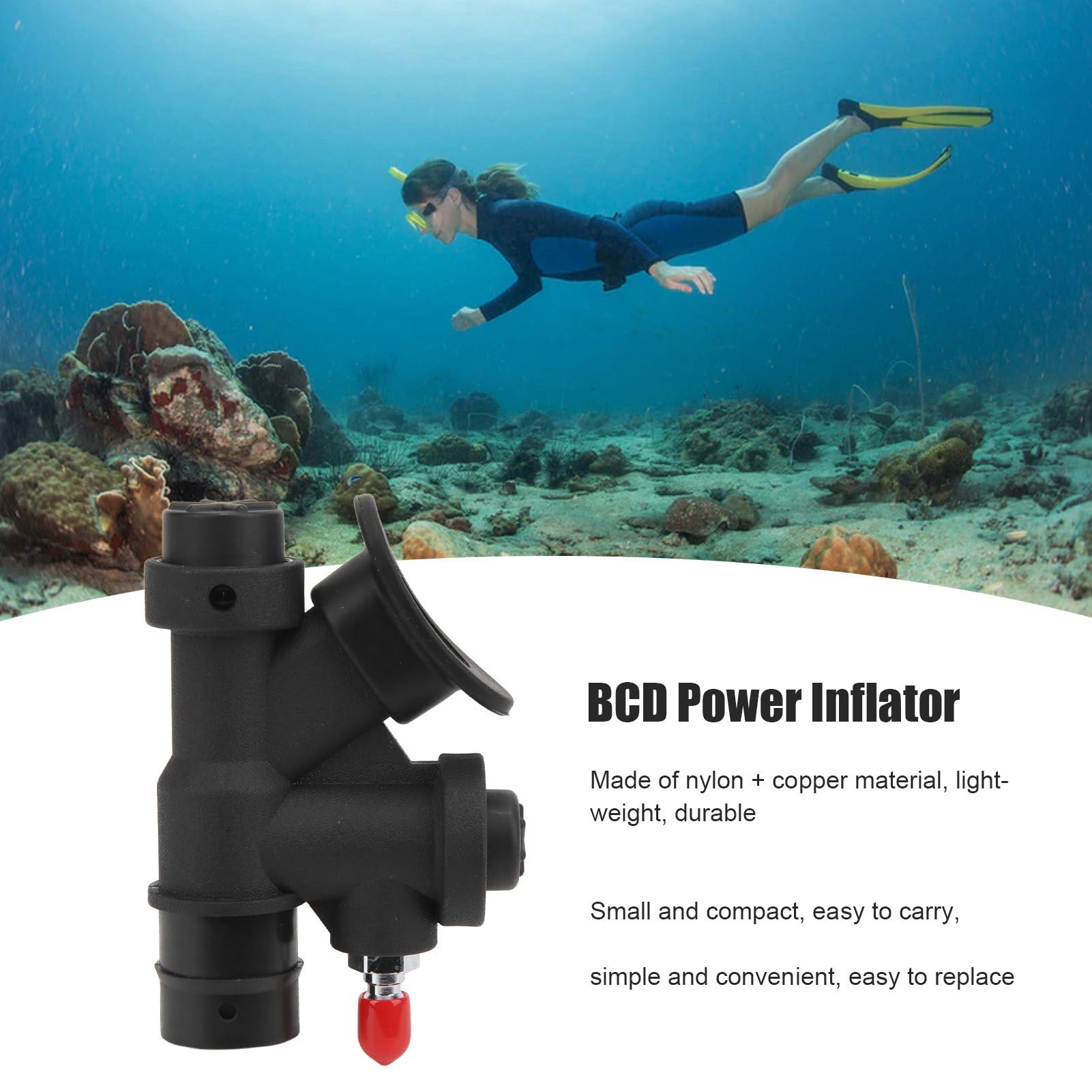 Scuba Diving K Shaped Valve, Scuba Diving Universal 45 Degree Oral Power Inflator K Shaped Valve Relief Valve for Standard 1 Inch Hose Diving Accessories